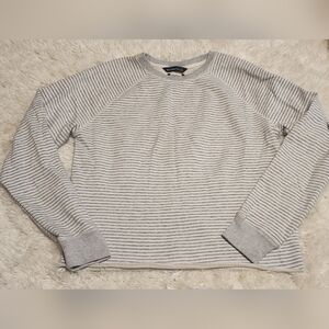 ABERCROMBIE & FITCH Gray Striped Long Sleeve Beach Sweatshirt Sz. Small